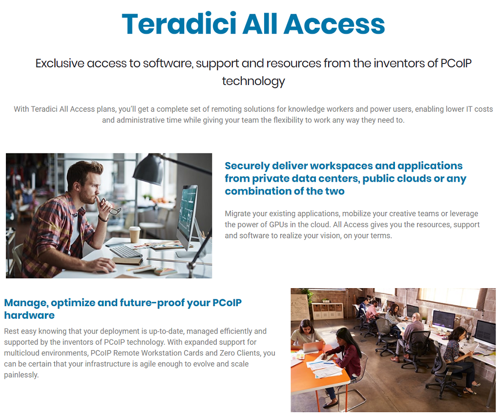 Teradici TechG Infotech Cloud Access Plus Desktop Access Cloud Access PCoIP Teradici PCoIP