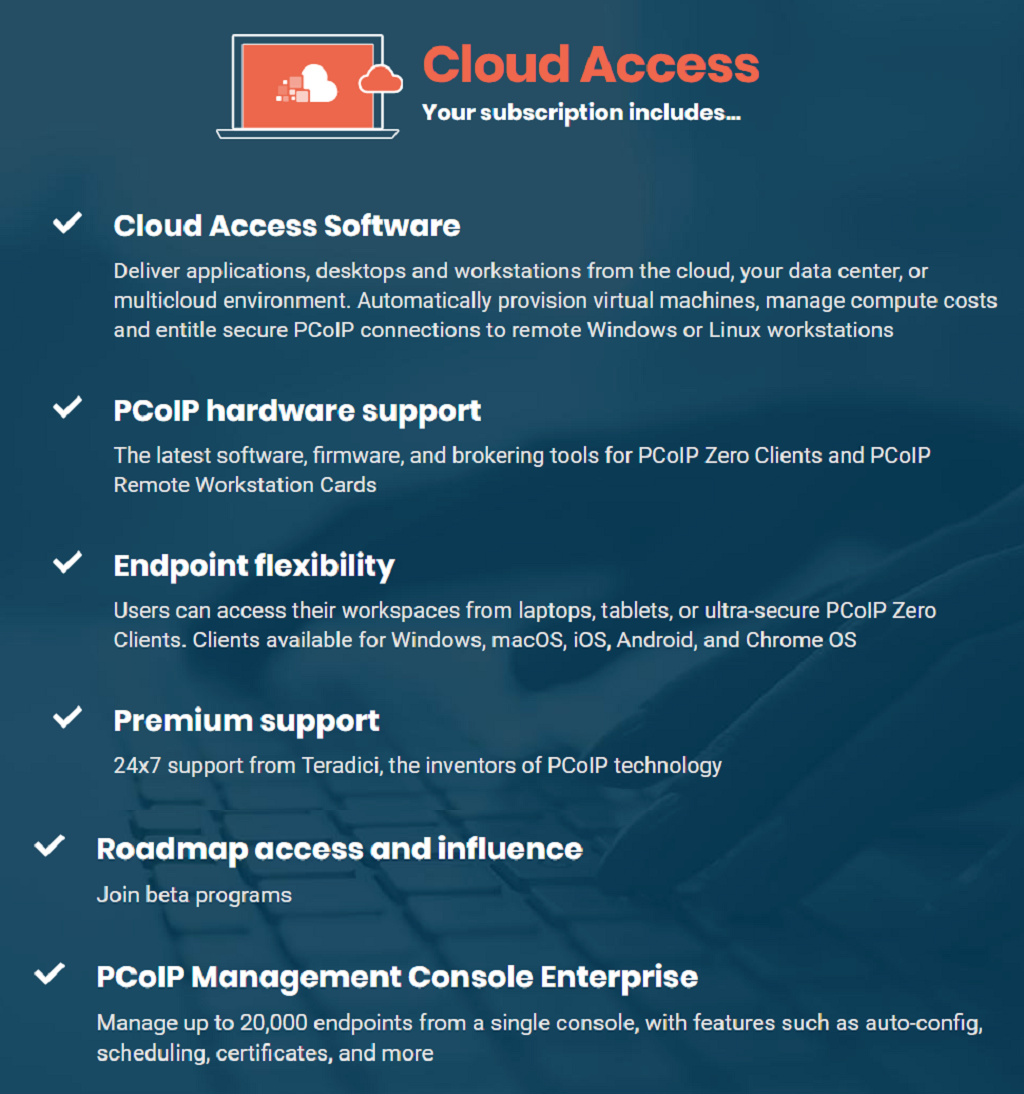 Teradici TechG Infotech Cloud Access Plus Desktop Access Cloud Access PCoIP Teradici PCoIP